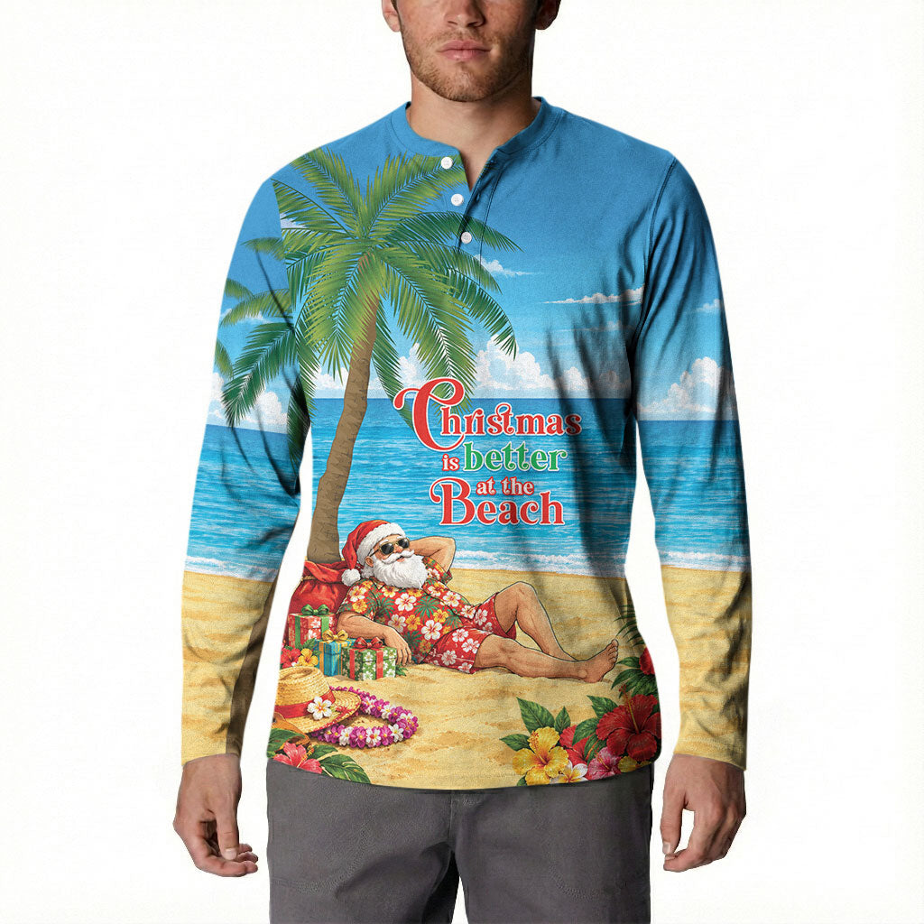 Hawaii Jolly Christmas Button Sweatshirt Xmas Is Better At The Beach