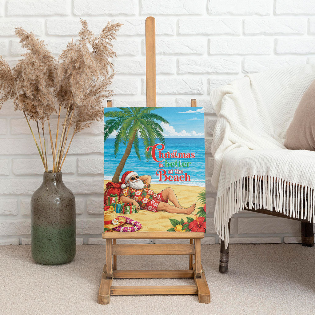 Hawaii Jolly Christmas Canvas Wall Art Xmas Is Better At The Beach LT05 - Polynesian Pride