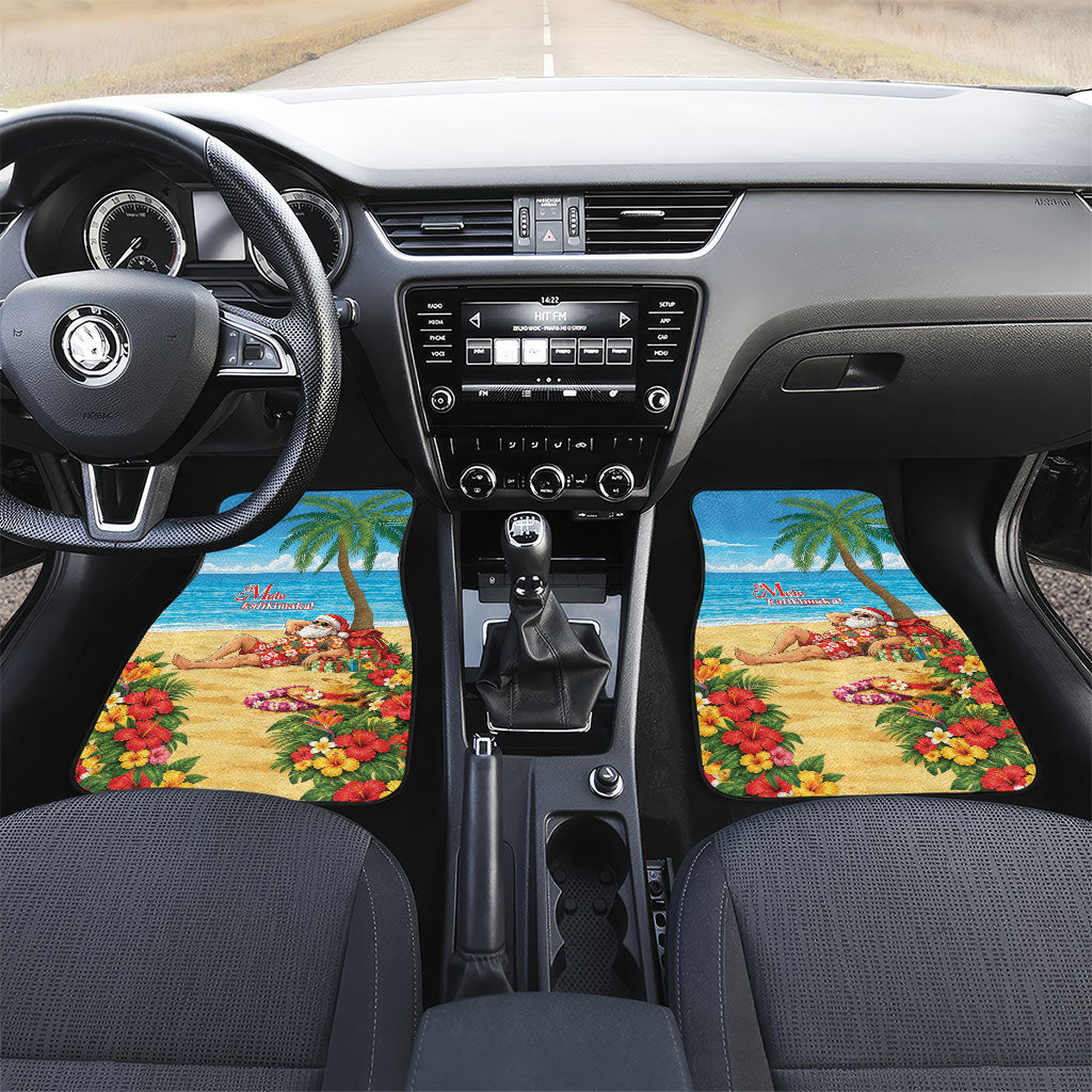 Hawaii Jolly Christmas Car Mats Xmas Is Better At The Beach LT05 Set 2pcs - Front Blue - Polynesian Pride