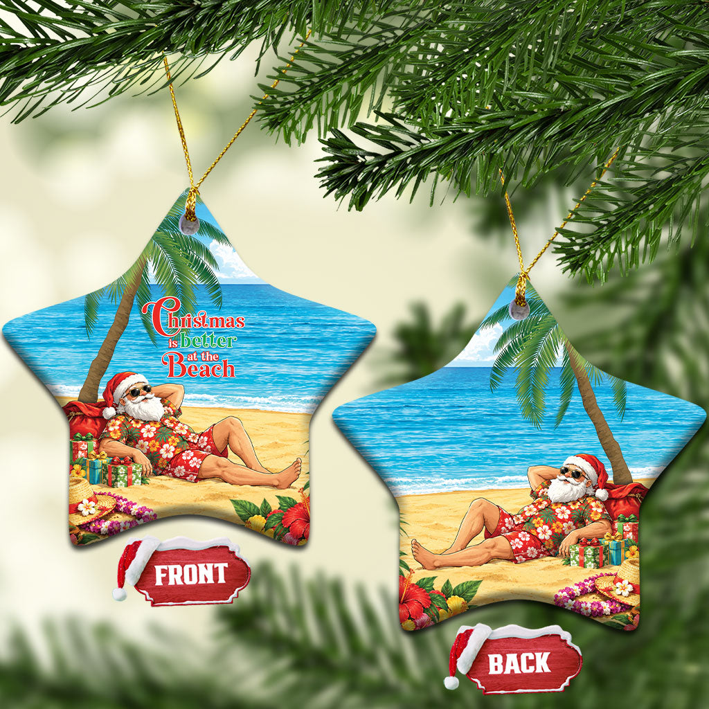 Hawaii Jolly Christmas Ceramic Ornament Xmas Is Better At The Beach