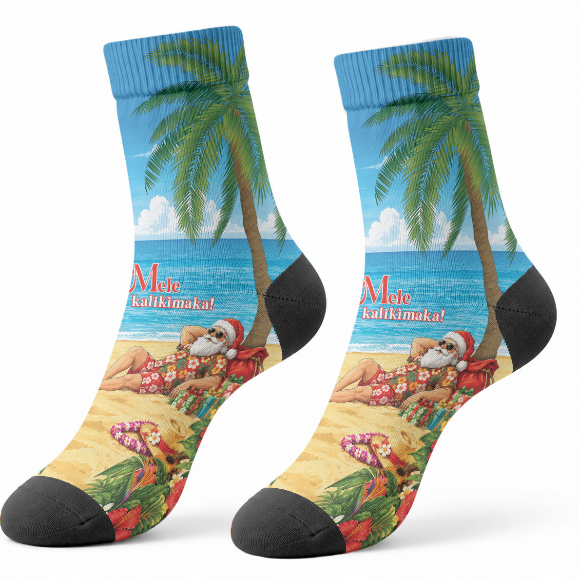 Hawaii Jolly Christmas Crew Socks Xmas Is Better At The Beach LT05 - Polynesian Pride