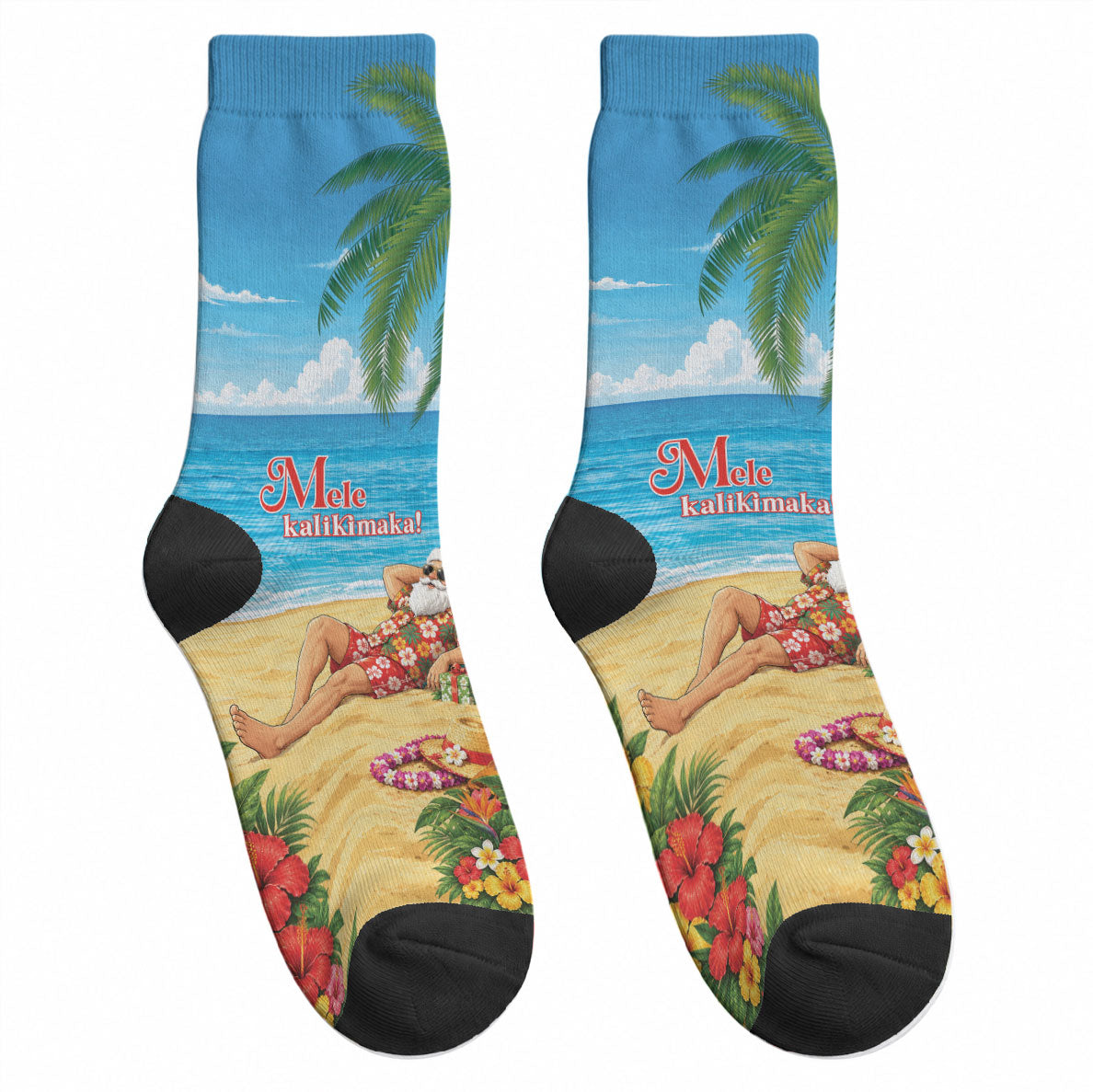 Hawaii Jolly Christmas Crew Socks Xmas Is Better At The Beach LT05 - Polynesian Pride