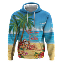 Hawaii Jolly Christmas Hoodie Xmas Is Better At The Beach LT05 Pullover Hoodie Blue - Polynesian Pride