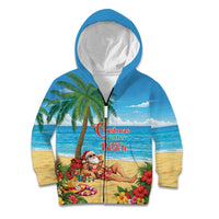 Hawaii Jolly Christmas Kid Hoodie Xmas Is Better At The Beach LT05 Zip Hoodie Blue - Polynesian Pride