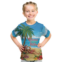 Hawaii Jolly Christmas Kid T Shirt Xmas Is Better At The Beach LT05 Blue - Polynesian Pride