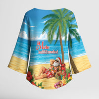 Hawaii Jolly Christmas Kimono Sleeve Blouse Xmas Is Better At The Beach LT05 - Polynesian Pride