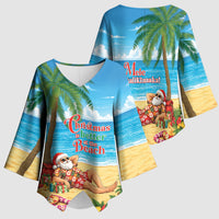 Hawaii Jolly Christmas Kimono Sleeve Blouse Xmas Is Better At The Beach LT05 - Polynesian Pride