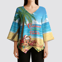 Hawaii Jolly Christmas Kimono Sleeve Blouse Xmas Is Better At The Beach LT05 - Polynesian Pride