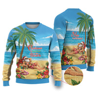 Hawaii Jolly Christmas Ugly Christmas Sweater Xmas Is Better At The Beach LT05 Blue - Polynesian Pride