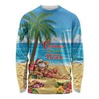 Hawaii Jolly Christmas Long Sleeve Shirt Xmas Is Better At The Beach LT05 Unisex Blue - Polynesian Pride