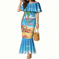 Hawaii Jolly Christmas Mermaid Dress Xmas Is Better At The Beach LT05 Women Blue - Polynesian Pride