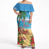 Hawaii Jolly Christmas Off Shoulder Maxi Dress Xmas Is Better At The Beach LT05 Women Blue - Polynesian Pride