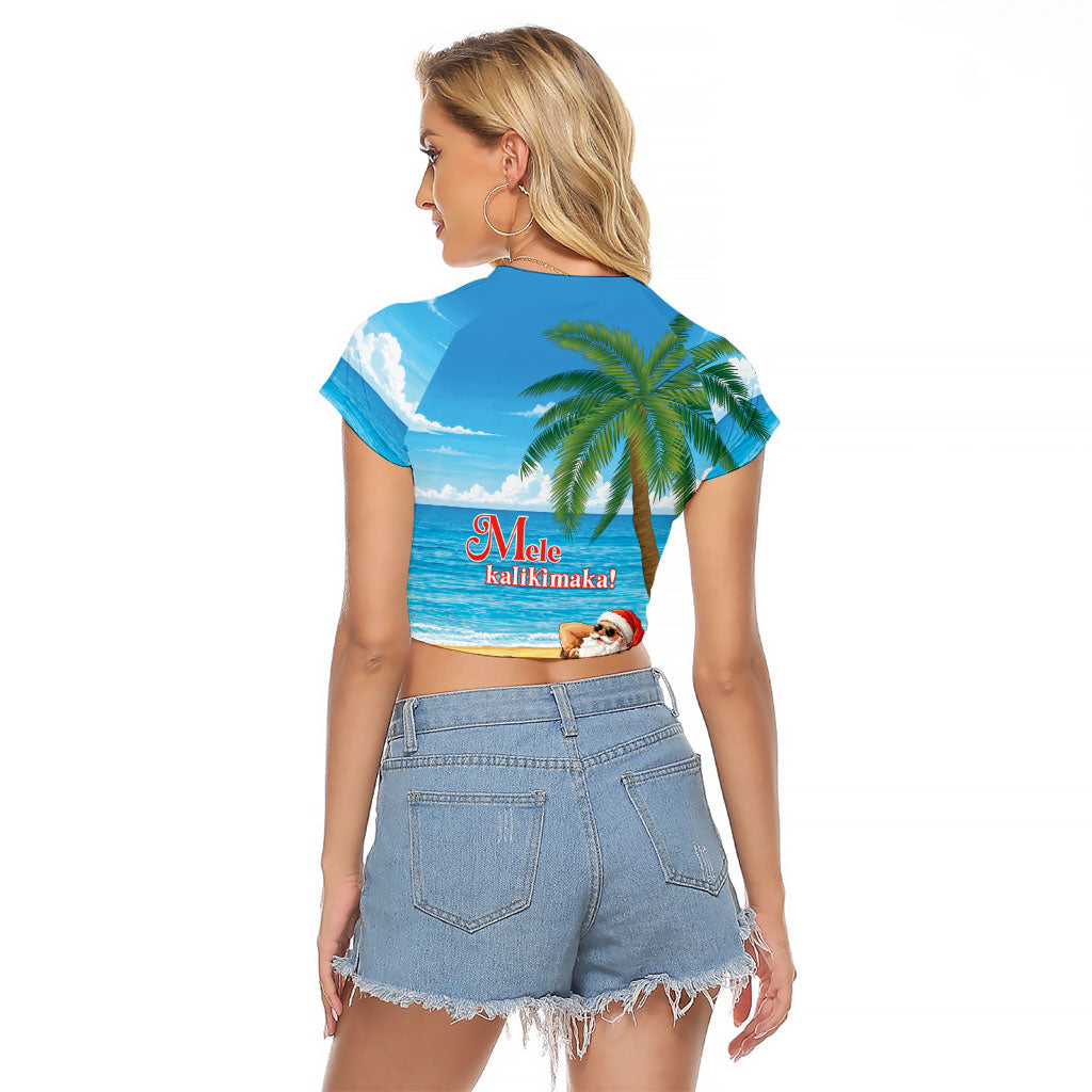 Hawaii Jolly Christmas Raglan Cropped T Shirt Xmas Is Better At The Beach LT05 - Polynesian Pride