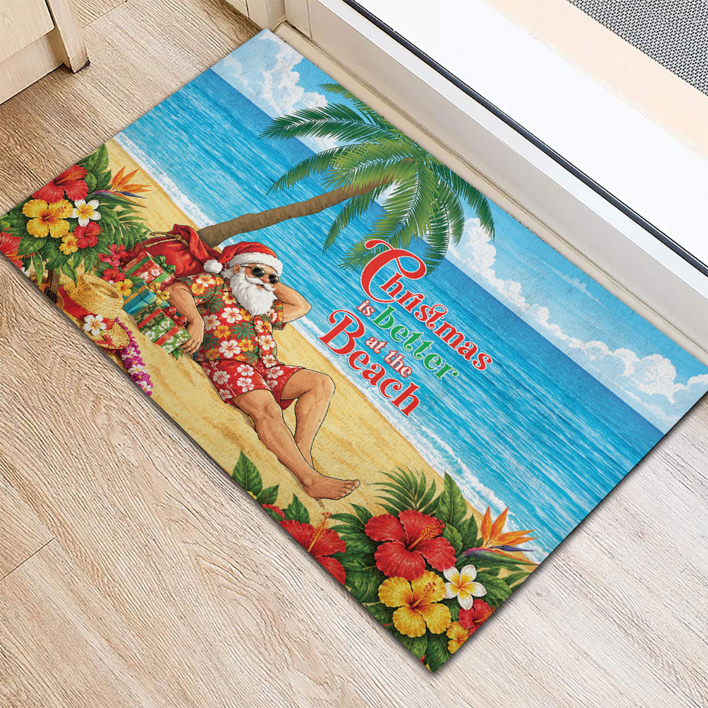 Hawaii Jolly Christmas Rubber Doormat Xmas Is Better At The Beach LT05 - Polynesian Pride
