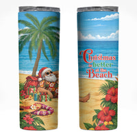 Hawaii Jolly Christmas Skinny Tumbler Xmas Is Better At The Beach LT05 Blue - Polynesian Pride