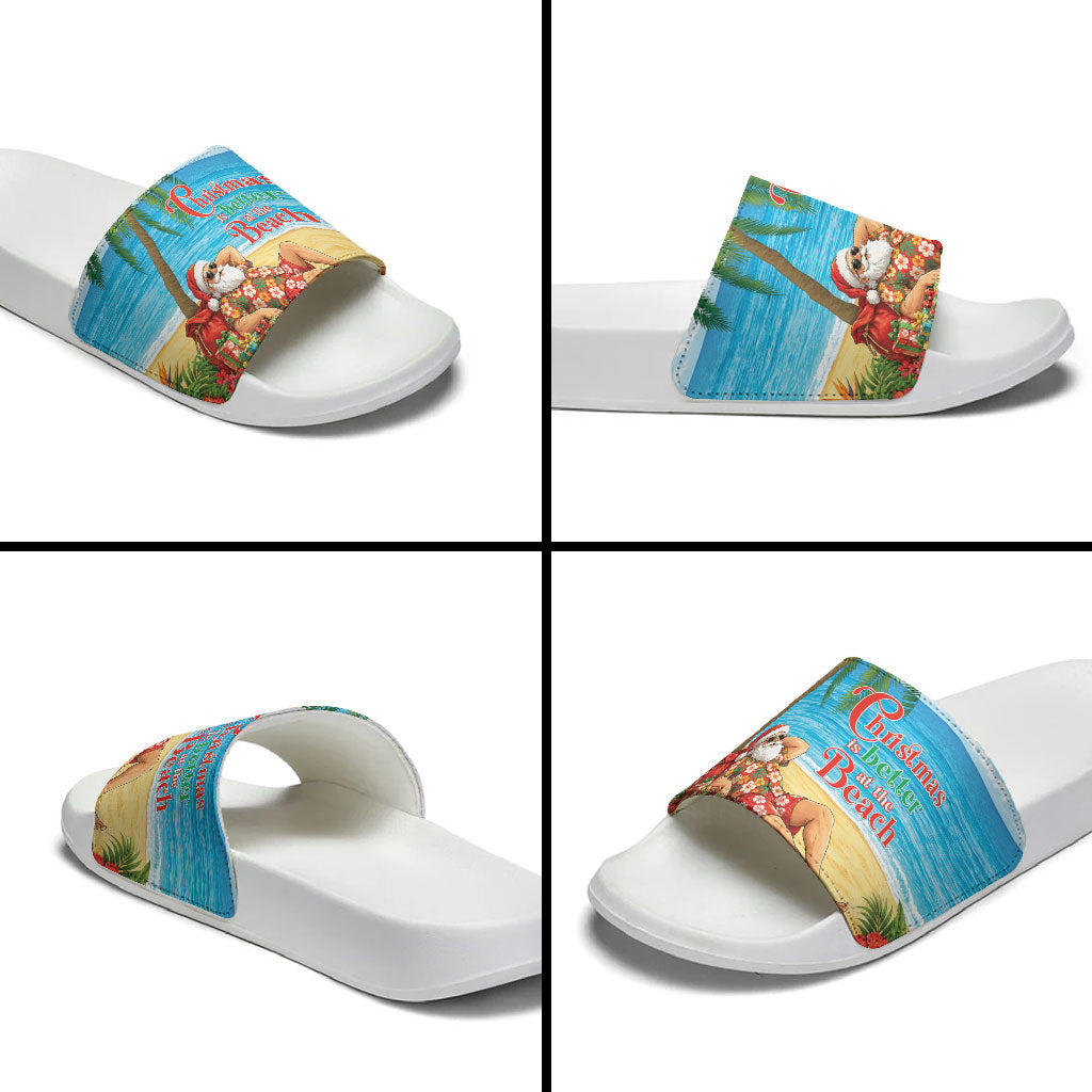 Hawaii Jolly Christmas Slide Sandals Xmas Is Better At The Beach LT05 - Polynesian Pride