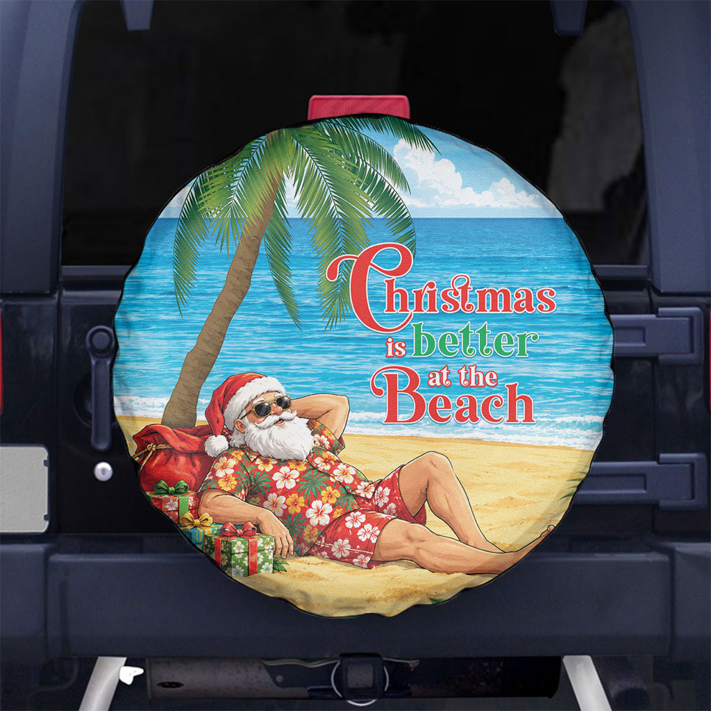 Hawaii Jolly Christmas Spare Tire Cover Xmas Is Better At The Beach LT05 No hole Blue - Polynesian Pride