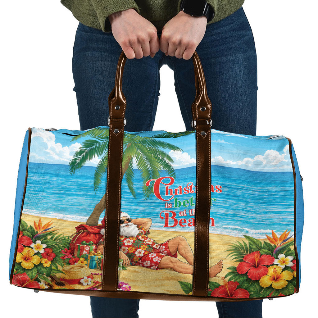 Hawaii Jolly Christmas Travel Bag Xmas Is Better At The Beach LT05 Blue - Polynesian Pride