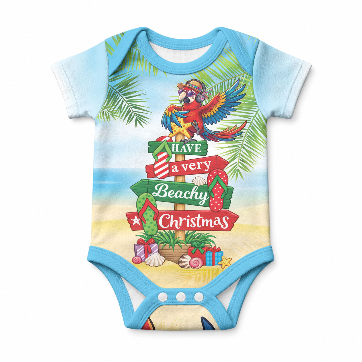 Hawaii Christmas Baby Onesie Have A Very Beachy Christmas LT05 Multicolor - Polynesian Pride