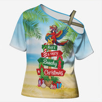 Hawaii Christmas Cross Shoulder Shirt Have A Very Beachy Christmas LT05 Female Multicolor - Polynesian Pride