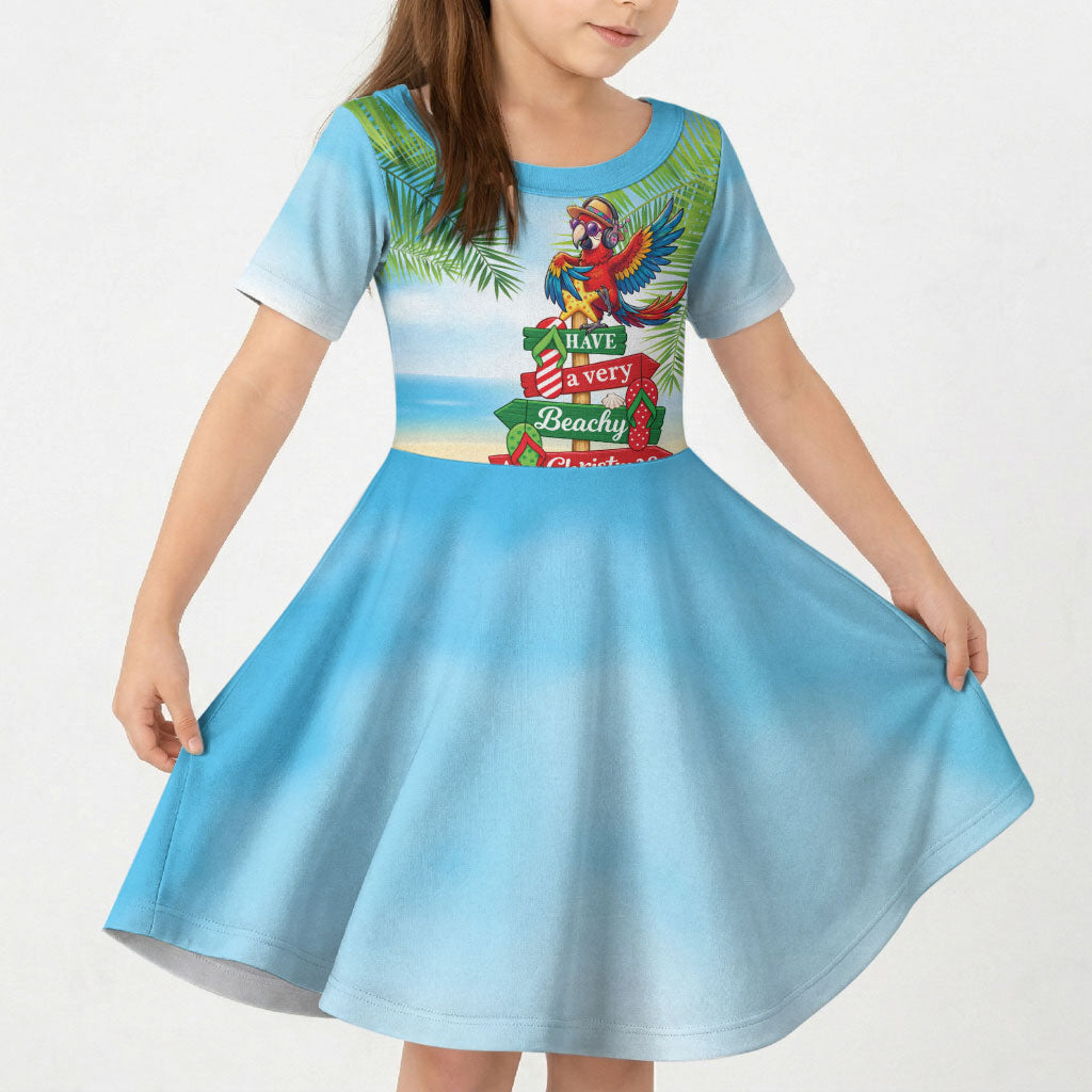 Hawaii Christmas Kid Short Sleeve Dress Have A Very Beachy Christmas LT05 KID Multicolor - Polynesian Pride
