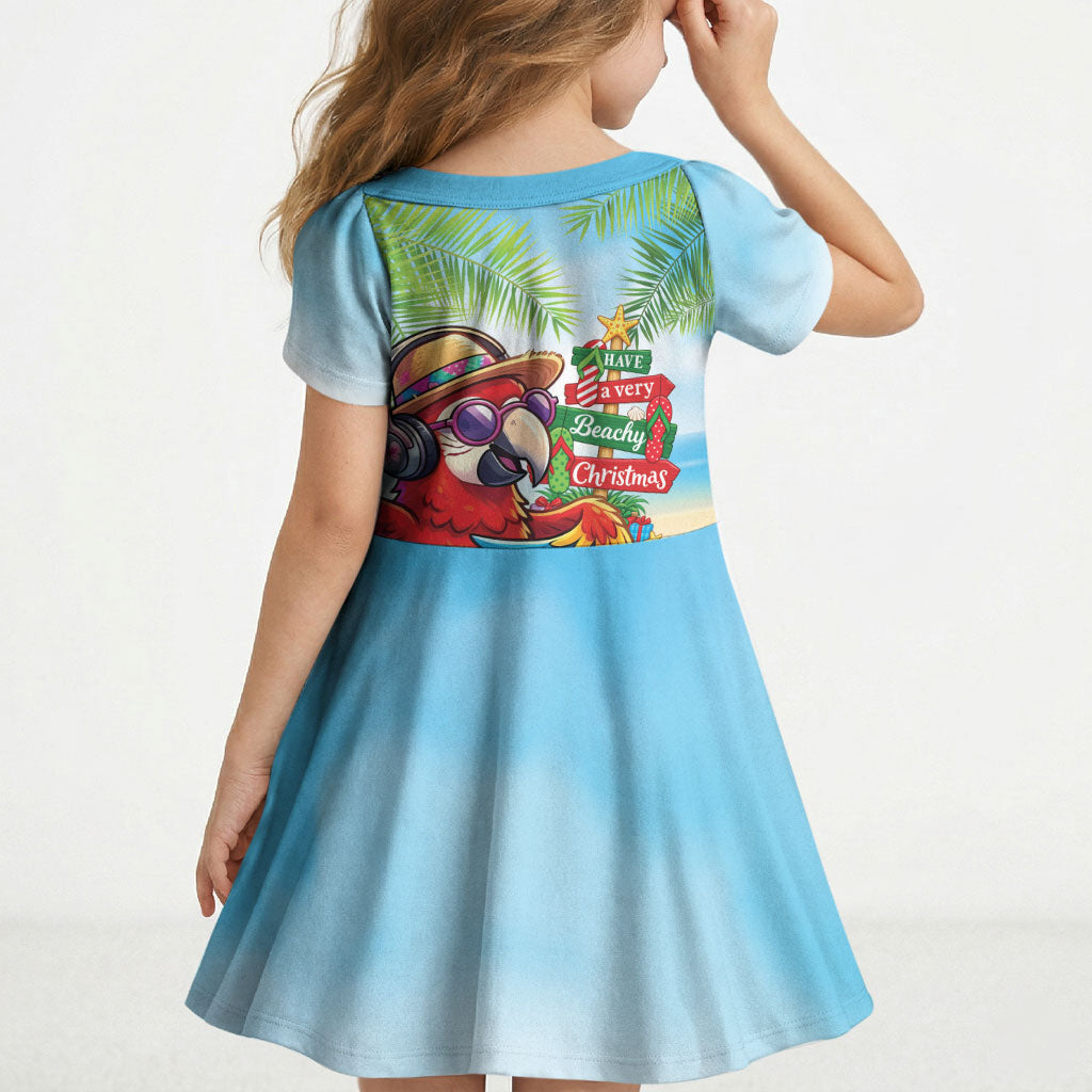 Hawaii Christmas Kid Short Sleeve Dress Have A Very Beachy Christmas LT05 - Polynesian Pride