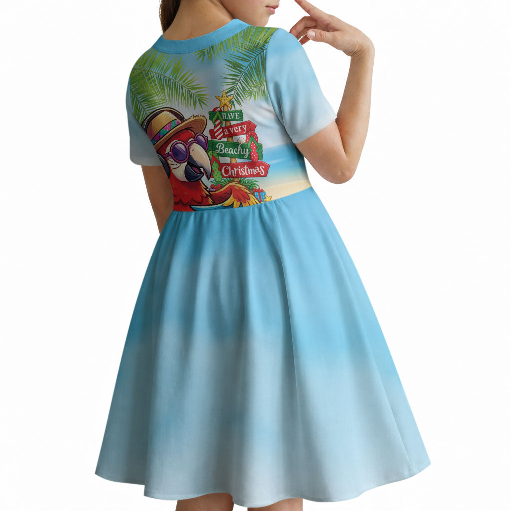 Hawaii Christmas Kid Short Sleeve Dress Have A Very Beachy Christmas LT05 - Polynesian Pride