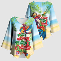 Hawaii Christmas Kimono Sleeve Blouse Have A Very Beachy Christmas LT05 - Polynesian Pride