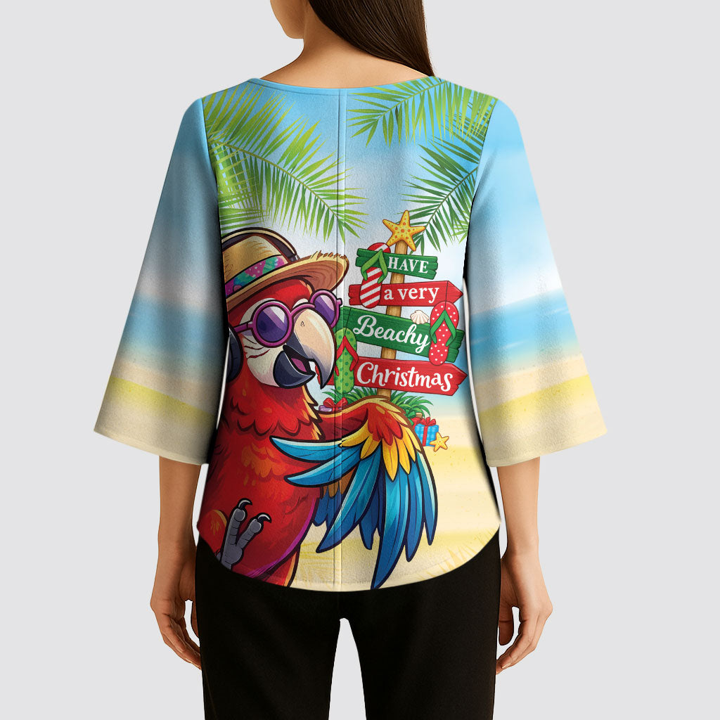 Hawaii Christmas Kimono Sleeve Blouse Have A Very Beachy Christmas LT05 - Polynesian Pride