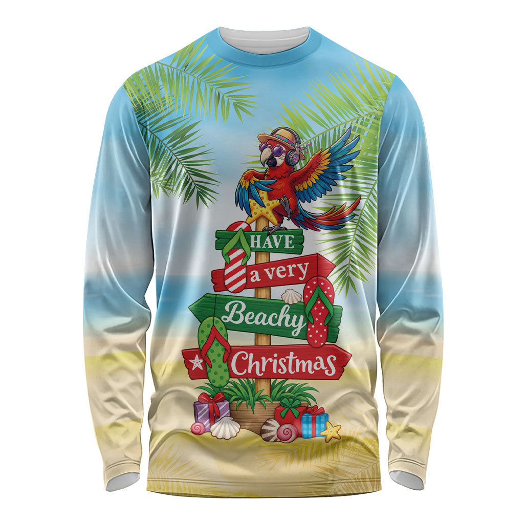 Hawaii Christmas Long Sleeve Shirt Have A Very Beachy Christmas LT05 Unisex Multicolor - Polynesian Pride