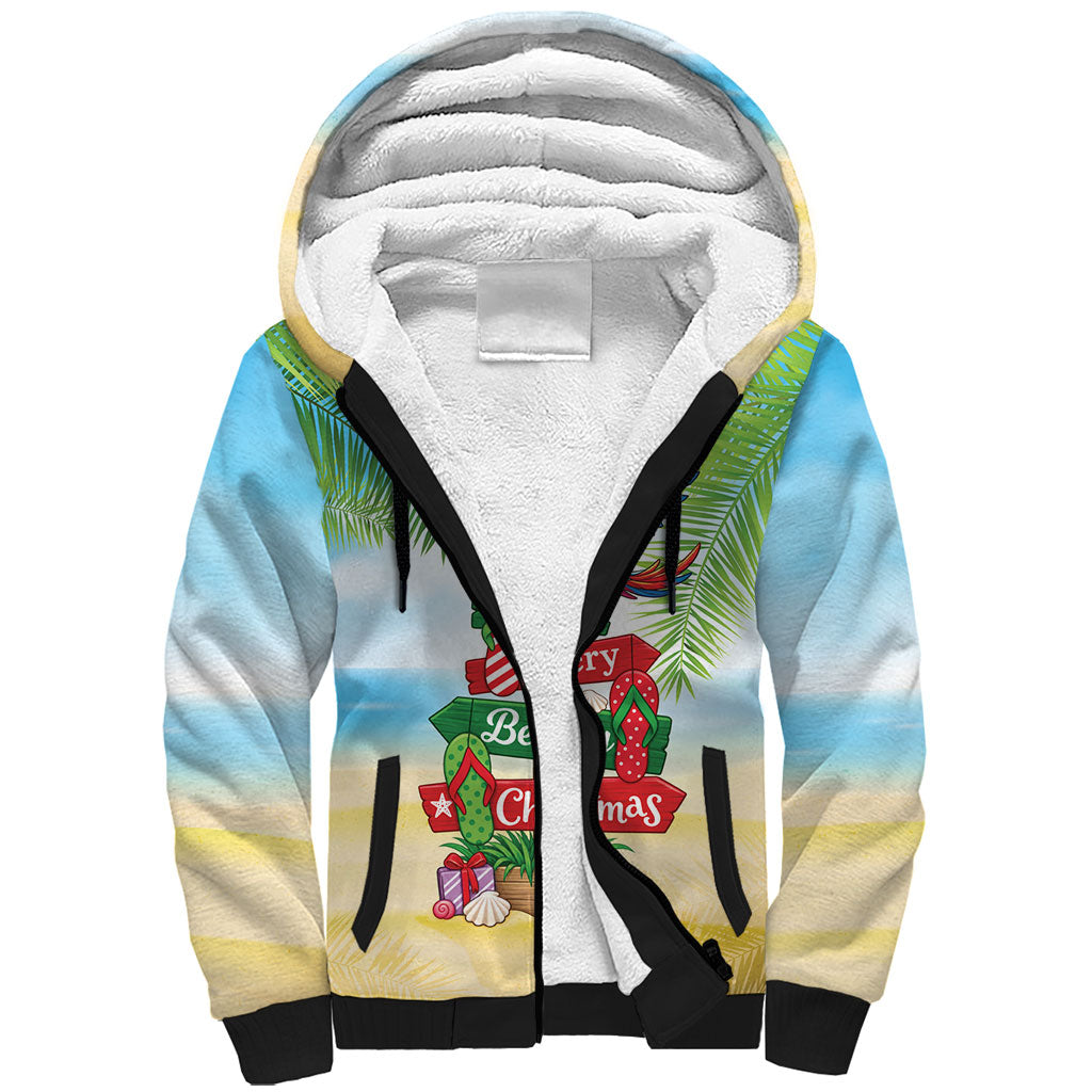 Hawaii Christmas Sherpa Hoodie Have A Very Beachy Christmas LT05 Unisex Multicolor - Polynesian Pride