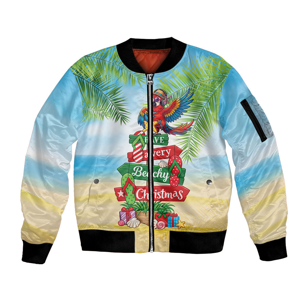 Hawaii Christmas Sleeve Zip Bomber Jacket Have A Very Beachy Christmas LT05 Unisex Multicolor - Polynesian Pride