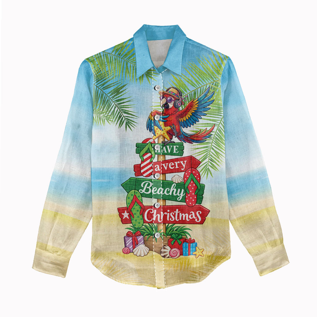 Hawaii Christmas Women Casual Shirt Have A Very Beachy Christmas LT05 - Polynesian Pride