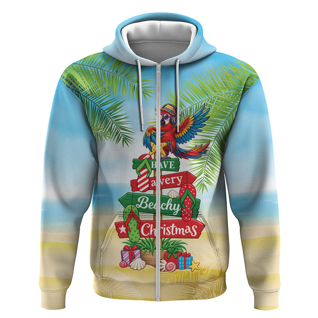 Hawaii Christmas Zip Hoodie Have A Very Beachy Christmas LT05 Zip Hoodie Multicolor - Polynesian Pride