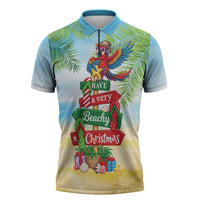 Hawaii Christmas Zipper Polo Shirt Have A Very Beachy Christmas LT05 Multicolor - Polynesian Pride
