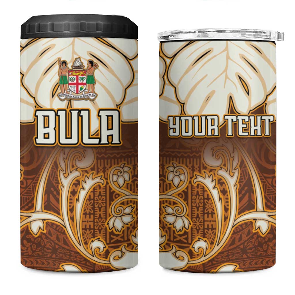 Personalized Fiji Spring Break 4 in 1 Can Cooler Tumbler Fijian Tapa Pattern Brown LT05 One Size: 16 oz Brown - Polynesian Pride