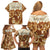 Personalized Fiji Spring Break Family Matching Off Shoulder Short Dress and Hawaiian Shirt Fijian Tapa Pattern Brown LT05 - Polynesian Pride