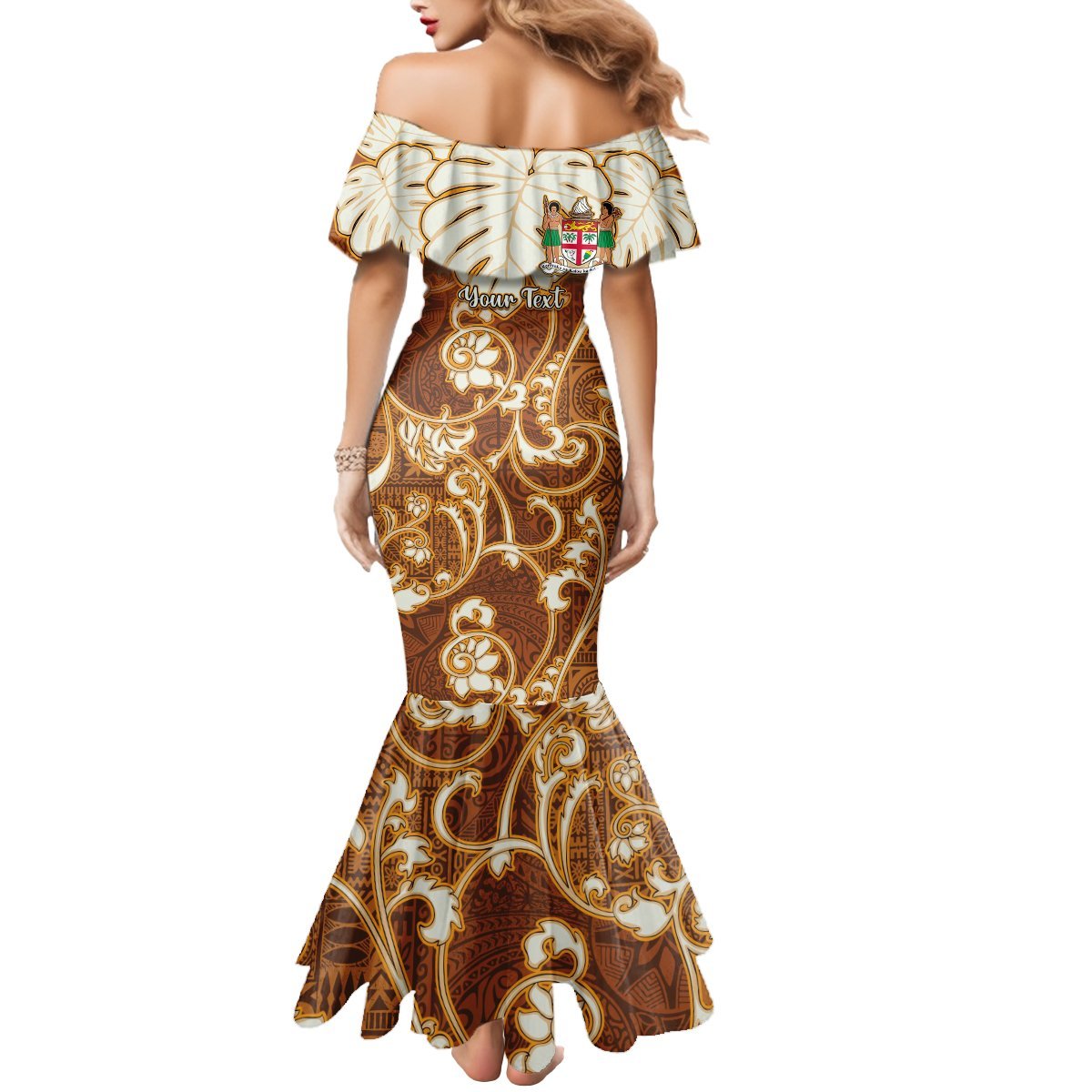 Personalized Fiji Spring Break Mermaid Dress Fijian Tapa Pattern Brown LT05 - Polynesian Pride
