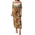 Personalized Fiji Spring Break Puletasi Fijian Tapa Pattern Brown LT05 Long Dress Brown - Polynesian Pride