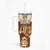 Personalized Fiji Spring Break Tumbler With Handle Fijian Tapa Pattern Brown