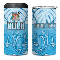 Personalized Fiji Spring Break 4 in 1 Can Cooler Tumbler Fijian Tapa Pattern Blue LT05 One Size: 16 oz Blue - Polynesian Pride