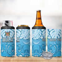 Personalized Fiji Spring Break 4 in 1 Can Cooler Tumbler Fijian Tapa Pattern Blue LT05 - Polynesian Pride