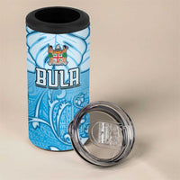 Personalized Fiji Spring Break 4 in 1 Can Cooler Tumbler Fijian Tapa Pattern Blue LT05 - Polynesian Pride