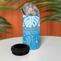 Personalized Fiji Spring Break 4 in 1 Can Cooler Tumbler Fijian Tapa Pattern Blue LT05 - Polynesian Pride