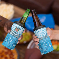 Personalized Fiji Spring Break 4 in 1 Can Cooler Tumbler Fijian Tapa Pattern Blue LT05 - Polynesian Pride