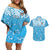 Personalized Fiji Spring Break Couples Matching Off Shoulder Short Dress and Hawaiian Shirt Fijian Tapa Pattern Blue LT05 Blue - Polynesian Pride