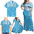 Personalized Fiji Spring Break Family Matching Off Shoulder Maxi Dress and Hawaiian Shirt Fijian Tapa Pattern Blue LT05 - Polynesian Pride