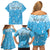 Personalized Fiji Spring Break Family Matching Off Shoulder Short Dress and Hawaiian Shirt Fijian Tapa Pattern Blue LT05 - Polynesian Pride