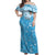 Personalized Fiji Spring Break Off Shoulder Maxi Dress Fijian Tapa Pattern Blue LT05 Women Blue - Polynesian Pride