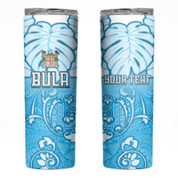Personalized Fiji Spring Break Skinny Tumbler Fijian Tapa Pattern Blue LT05 Blue - Polynesian Pride